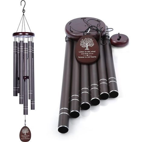 Carillon éolien extérieur de grande taille, son grave, idéal pour commémorer la perte d'un être cher. Cadeau de sympathie pour un deuil, condoléances ou funérailles. Décoration suspendue pour votre ja