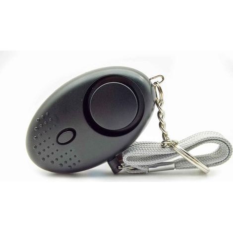 Porte clés d'alerte personnelle 130 DB Black , Mini porte clés de défense automatique sonore avec lampe de poche pour les femmes, les enfants, les personnes âgées et les explorateurs