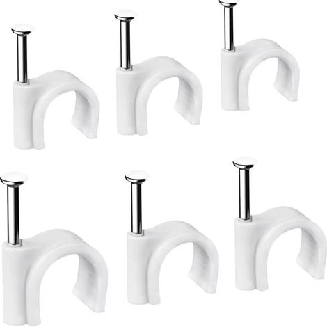 Clips Câble avec Clou en Acier pour Attache de Câble 10mm, 100 pièces (1/5)