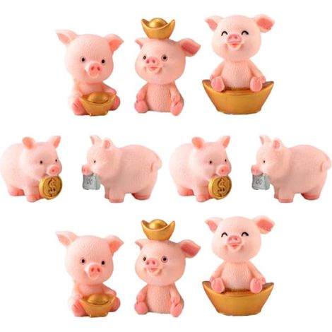 20 Ornements Cochon Résine Décoration Micro Paysage Bonsaï Accessoires Décoratifs Maison Bureau Jardin 1.77X1.38X1.97In (1/5)