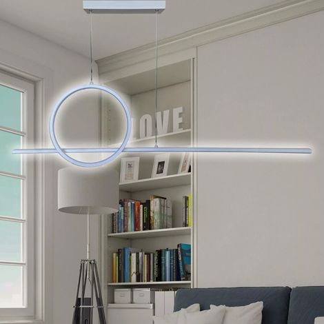 TrAdE Shop Traesio - Lampadario A Sospensione Led 48w Design Cerchio Linea Bianca Ip20 Luce 6500k 33580 - (1/5)