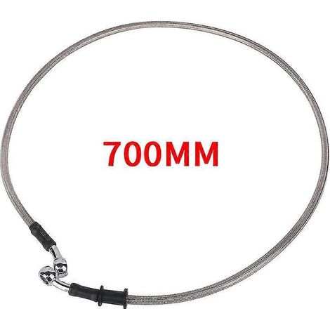 Durite de frein/d'embrayage hydraulique renforcée en acier tressé, 500-900 mm, raccord banjo 28°, compatible Racing MX - argent 700 mm (1/5)