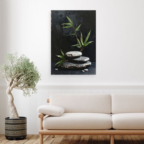 Wandbild Zen Spa Steine Blätter 70x100 (1/4)