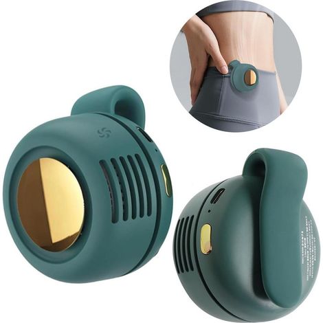 Ventilatore portatile verde, silenzioso, senza pale, mini ventilatore a clip, rotazione a 360°, adatto per l'uso esterno e in viaggio. (1/5)