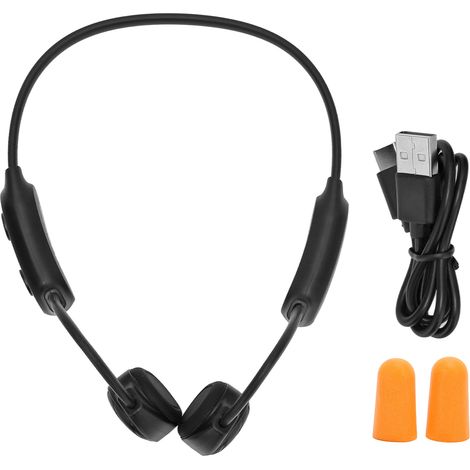 Casque à conduction osseuse IPX6 étanche, écouteurs Bluetooth sans fil avec micro pour course, vélo, randonnée, noir (1/5)