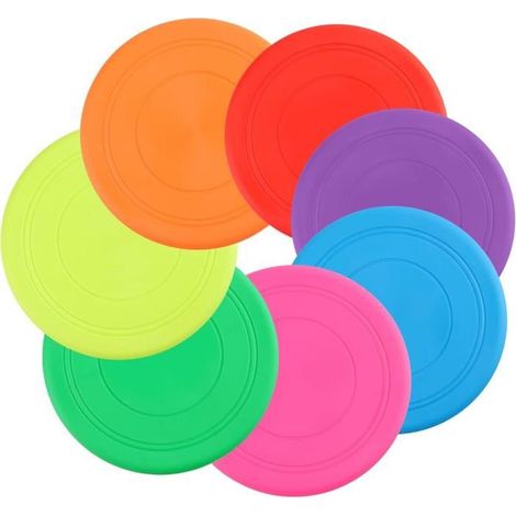 7 pièces Frisbee chien, 18 cm en caoutchouc souple, jeu de lancer et rattrapage pour petits chiens jusqu’à 9 kg, usage terrestre et aquatique