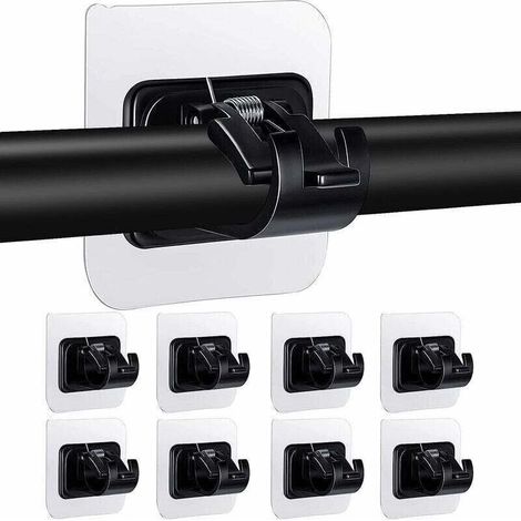 Lot de 8 supports de tringle à rideaux sans perçage, supports de tringle à rideaux auto-adhésifs, supports de tringle à rideaux transparents