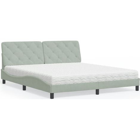 Bett mit Matratze Hellgrau 180x200 cm Samt