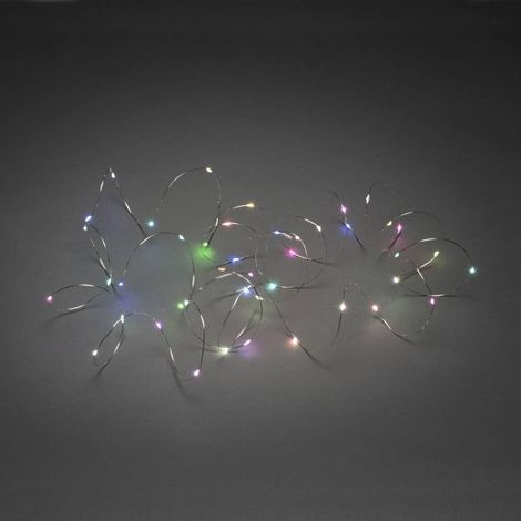 Guirlande Lumineuse de Noël LED à Fil Nu/Utilisation en intérieur (IP20)/100 diodes RVB à Changement de Couleur Lente/transformateur d'intérieur 4,5 V/Fil argenté (1/5)