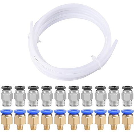 3D Printer PTFE Tube, with 10 PC4-M6 Pneumatic Connector and 10 PC4-M10 Pneumatic Connector