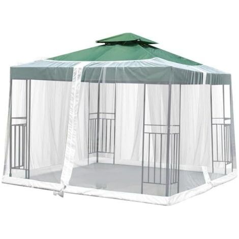 Moustiquaire pour parasol de jardin – Polyester résistant – Double fermeture éclair – Tubes en PVC pour stabilité – Espace spacieux pour barbecue (1/5)