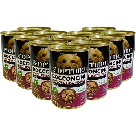 OPTIMO SET 12 BOCCONCINI PER CANE AL GUSTO POLLO E CONIGLIO DA 400 GR (1/4)