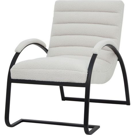 Boucle Ribbed Ark Chair - Metal - L96 x W63 x H90 cm - Black