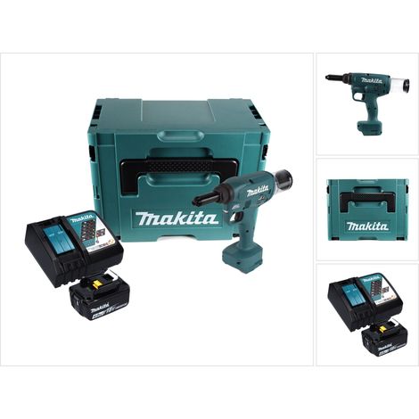 Makita DRV 250 RM1J Rivettatrice a batteria 18 V 20 kN Brushless + 1x batteria da 4,0 Ah + caricabatterie + Makpac (1/5)