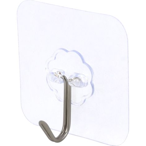 Adhook, transparente PVC-Klebefläche, 6 x 6 cm, weiß, rückstandsfrei, für Bad, Küche, Schlafzimmer – 1 Stück (1/5)