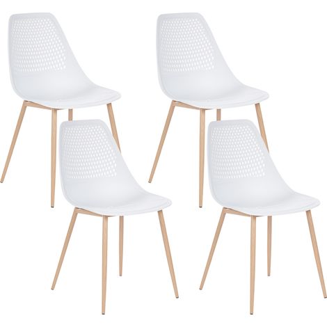 Conjunto de 4 sillas de comedor modernas minimalistas sin reposabrazos asiento de plástico blanco Hazelton (1/5)