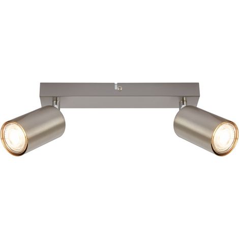 Deckenlampe schwenkbar, GU10 Fassung, max.9W, Deckenstrahler, Wohnzimmerlampe, Schlafzimmerlampe, Küchenlampe, Deckenleuchte, 25,5cm, Nickel-Matt