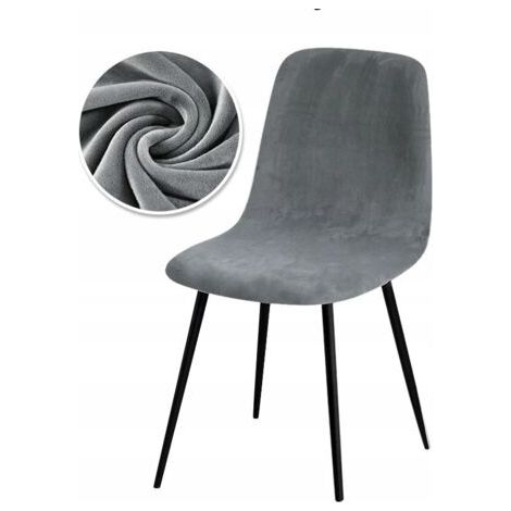 Housse de chaise scandinave en velours gris foncé – Matériau épais et durable – Protection contre salissures et usure (1/5)