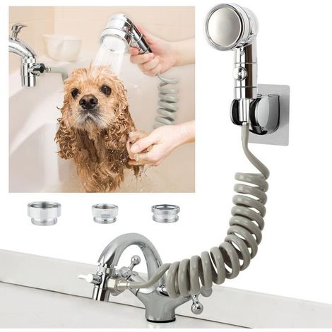 Accessoires de pulvérisateur de robinet d'évier, rinçage pour animaux de cheveux, pomme de douche, avec fonction d'économie d'eau