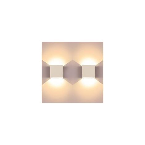 Lot de 2 appliques murales LED 6W, carrées, aluminium, blanc chaud 3000K, classe A++ – (1/5)