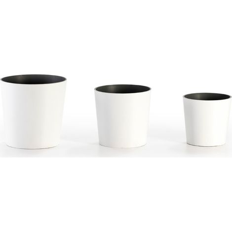 Cache pot résine blanc - Lot de 3