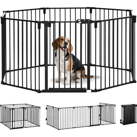 Barrière de sécurité modulable pour cheminée parc 482,5 x 76 x 19,5 cm porte autofermante pratique moderne en acier noir (1/5)