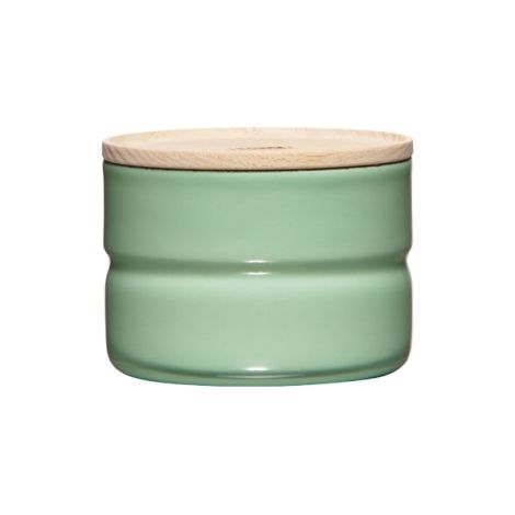 Riess Vorratsdose mit Eschenholzdeckel Ø8cm 0,19L Green Emaille