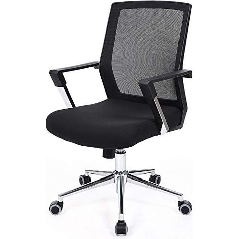 Obn83b chaise de bureau pivotante siège arrière réglable en hauteur noir (1/5)