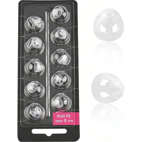 8mm Dômes pour Appareils Auditifs, Lot de 10 Open Dômes de Rechange pour Prothèses Bouchons D'oreille de Remplacement en Silicone Double Vent Bass Domes Compatibles Avec Oticon Minifit (1/5)