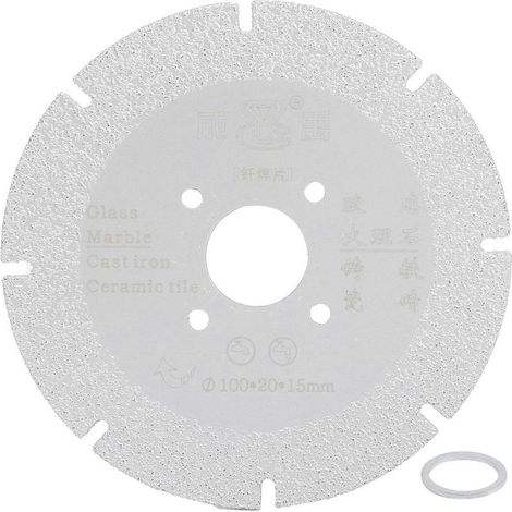 Disque de coupe diamant brasé pour marbre, meule de polissage et de meulage, outils de quincaillerie, argent, 100 x 20 x 15 (1/4)