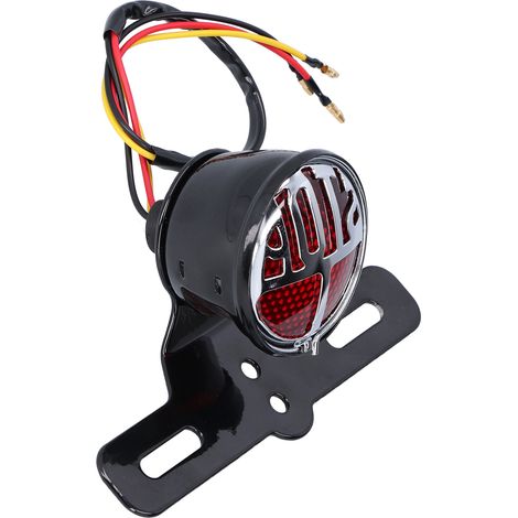 Feu arrière de moto, feu stop style rétro, modification universelle DC12V avec support de plaque d'immatriculation, compatible avec Honda (1/5)