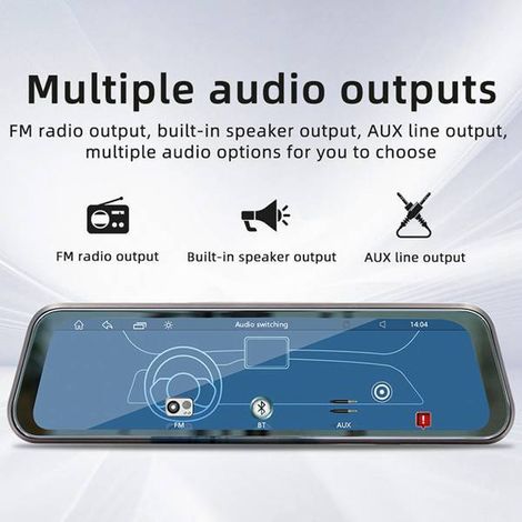 9.36-inch CarPlay dashcam with streaming media, large high-definition screen, Bluetooth and rearview mirror. (1/5)