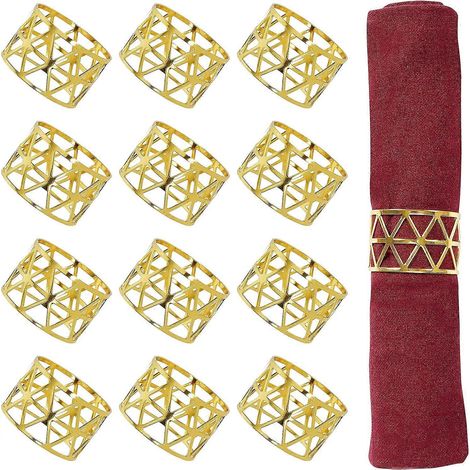 Lot de 12 ronds de serviette dorés de Noël - Décoration de table (1/5)