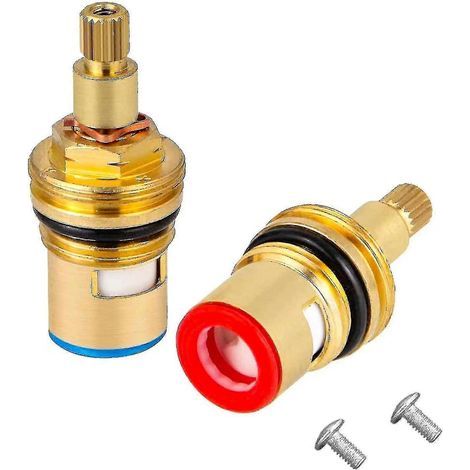 Lot de 2 valves de robinet de rechange, cartouche à disque universelle, valve de robinet quart de tour 1/2" en laiton et céramique -aya (1/5)