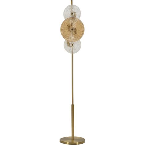 Lampada da terra Osaka in ferro oro e vetro con dischi decorativi, 164 cm