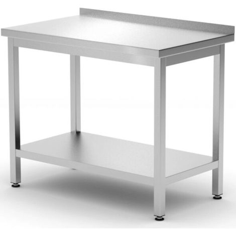 Mesa de trabajo mural con estante lateral Budget Line STEEL 800 x 600 x 850 mm - Hendi 817261