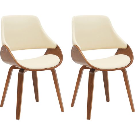 Set di 2 Sedie da Pranzo Vangale Noce/crema Finta pelle