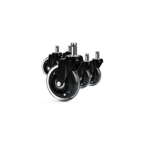 Set di 5 ruote per sedia da ufficio, ruote girevoli a 360°, ruote di ricambio universali (75 mm, 10x22 mm) - Crezuo