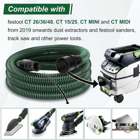 Tuyau d'extraction de poussière pour tuyau d'aspiration Festool D27/32 x 3,5 m, compatible avec Festool CT 26/36/48 CT 15/25 CT MINI et CT MIDI à partir de 2019