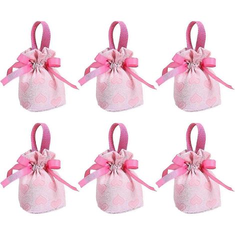 Un lot de 6 sacs à cordon peut servir à ranger des bonbons, des bijoux, des cadeaux de mariage, des emballages de confiserie, des petits sacs rouges, des sacs roses en forme de cœur. (1/5)