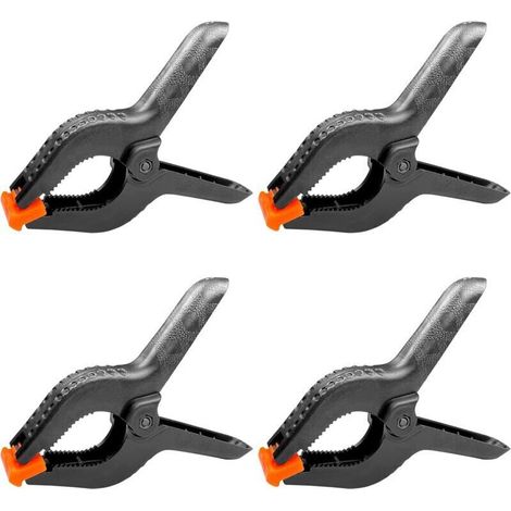 4 pièces 6" 158 MM pince a ressort plastique, pince de serrage force de serrage élevée ouverture maximale 65MM, pince serre joint avec mobiles mâchoires pour bois atelier photographie, noir (1/4)