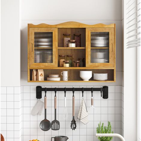 Meuble rangement mural 90 cm 2 portes coulissantes OKMYHOME (1/5)