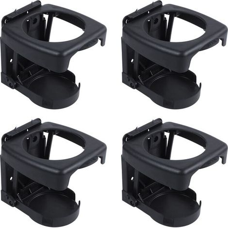 Convient pour 4 porte-gobelets/canettes pliables en plastique noir pour camion/voiture