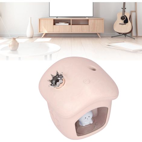 Humidificateur d'air en forme de couronne pour animaux de compagnie (350 ml), avec veilleuse, réservoir d'eau visible, rechargeable par USB, rose. (1/5)