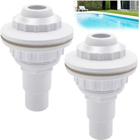 Lntyq Lot de 2 buses d'entrée de piscine, raccord de tuyau 32 mm/38 mm, accessoires de nettoyage de piscine, buse de retour avec tête pivotante, dispositif de retour de piscine (1/5)