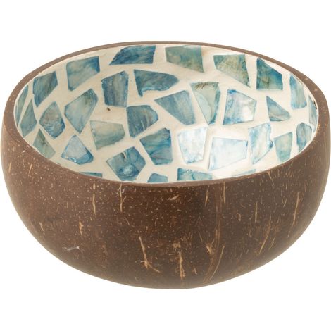 Bol déco coco mosaïque en coquillage bleu (1/2)