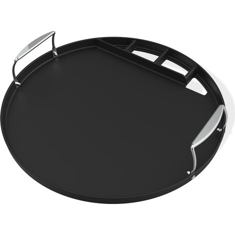 Weber – Plancha en fonte émaillée pour barbecue à charbon 57 cm – Poignées inox – Fente d'évacuation des graisses – Cuisson uniforme