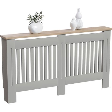Arlington Radiator Cover MDF Modern Cabinet Slatted Grill, Grey, Large