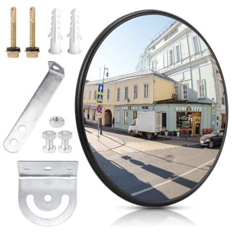 Miroir de circulation, 30 cm Grand angle Convex, sécurité, grand Convex Rond, panoramique, parabolique, d'observation, pour garage, bureau -