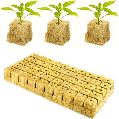 Laine de Roche,50pcs Hydroponie Laine,Laine De Roche Jardin, Laine De Roche Hydroponie,Cube Laine De Roche Culture,Rockwool Grow Cubes,Laine De Roche Culture,Cube Laine De Roche (1/5)